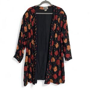 We Be Bop Size 1X Jacket Peppers Pumpkins Open Cardigan Beaded Embellished‎